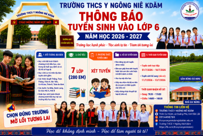 Thông báo tuyển sinh vào lớp 6 năm học 2026 – 2027